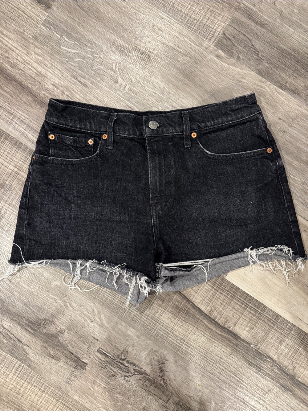 Lucky Brand Black Frayed Hem Denim Shorts
